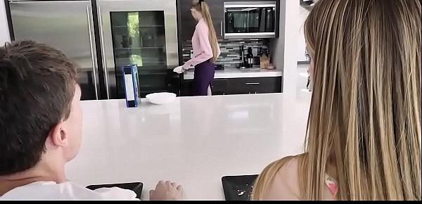  Cute sis and stepmom team up on a big cock ( Bunny Colby )